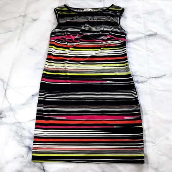 Trina Turk Dresses & Skirts - Trina by Trina Turk Black Neon Stripe Sheath Dress